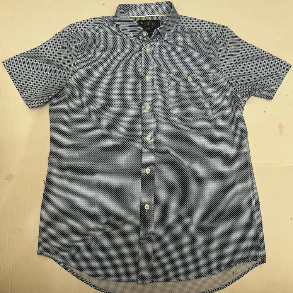 Heritage Navy Patterned Short Sleeve Shirt